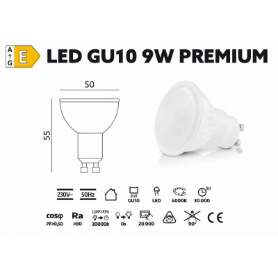 Žiarovka LED 9W GU10 4000K 230V PREMIUM