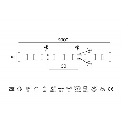 LED pás 300x2835LED, zelený, IP20, TRAMO 24W/5m