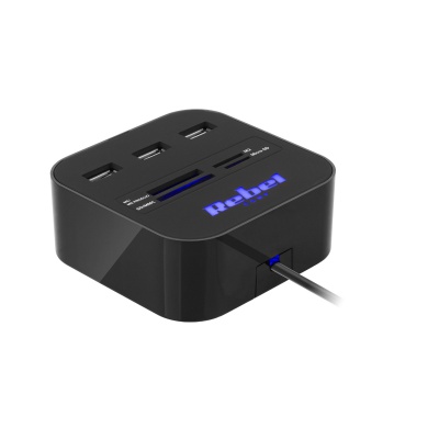 HUB 3 x USB 2.0 s čítačkou kariet MS/SD/M2/MicroSD REBEL