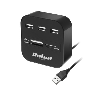 HUB 3 x USB 2.0 s čítačkou kariet MS/SD/M2/MicroSD REBEL