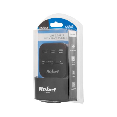 HUB 3 x USB 2.0 s čítačkou kariet MS/SD/M2/MicroSD REBEL