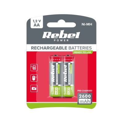 Akumulátor Ni-MH AA 2600mAh Rebel (2ks)