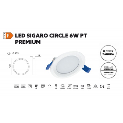 LED svietidlo SIGARO CIRCLE 6W 4000K PREMIUM zápustné