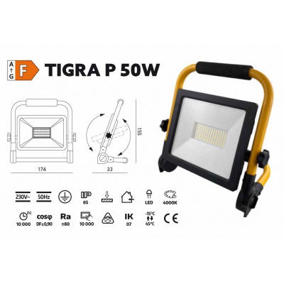 LED Reflektor prenosný 230V TIGRA P 50W 4000K