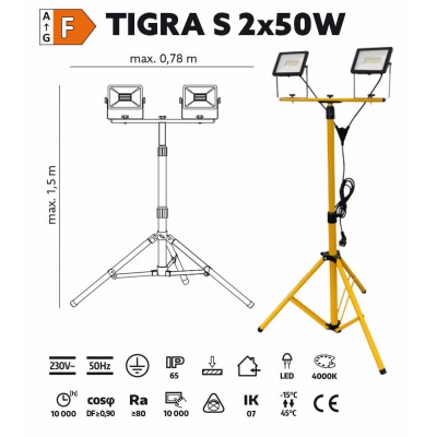 Stojan s LED reflektormi TIGRA S 2x50W 4000K