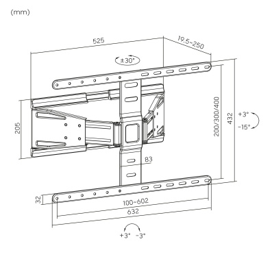 Držiak LCD TV 43 - 90" univerzálny čierny, výklopný