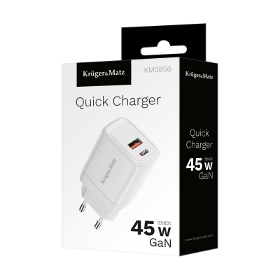 Sieťová nabíjačka GaN dual USB 45W Quick Charge / PD Kruger&Matz