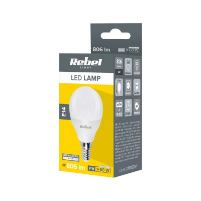 Žiarovka LED G45 8W E14 4000K 230V Rebel