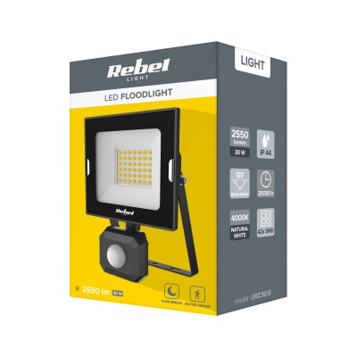 LED Reflektor 30W s detektorom pohybu 4000K Rebel