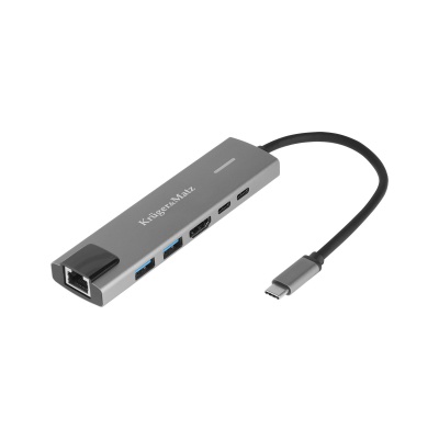 Adapter (HUB) USB typu C na HDMI/2x USB3.0/2x USB typu C/RJ45