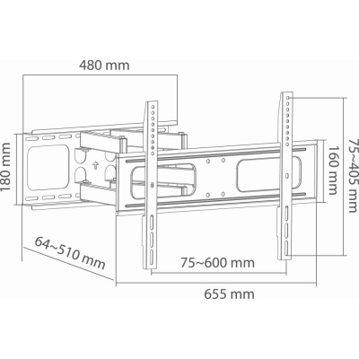 Držiak LCD TV 37 - 80" univerzálny čierny, výklopný (UPA36-466)