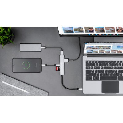 Adaptér (HUB) USB typ C na HDMI/USB3.0/SD/MicroSD/C port