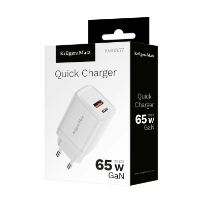 Sieťová nabíjačka GaN dual USB 65W Quick Charge / PD Kruger&Matz