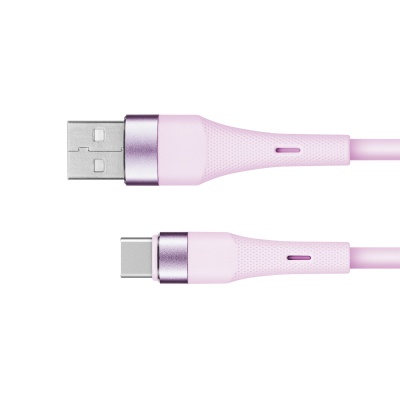 Kábel USB - USB typ C 1m silikonový ružový Kruger&Matz Basic