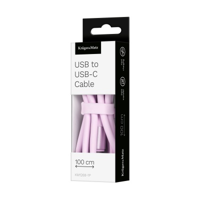 Kábel USB - USB typ C 1m silikonový ružový Kruger&Matz Basic