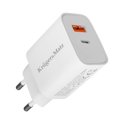 Sieťová nabíjačka GaN dual USB 20W Quick Charge / PD Kruger&Matz