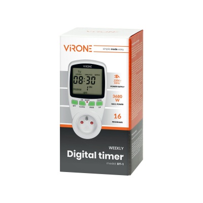 Digitálna časovacia zásuvka s LCD, 230V Digitálna časovacia zásuvka s LCD, 230V