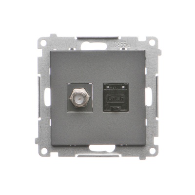Zásuvka SAT "F" + RJ45 kat.6 Simon 55 modul grafit matný Zásuvka SAT "F" + RJ45 kat.6 Simon 55 modul grafit matný