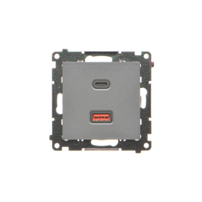 Zásuvka USB + USB-C dvojitá Quick Charge 30W Simon 55 grafit mat