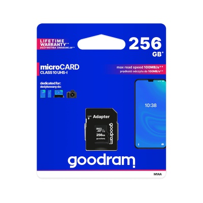 Karta micro SDHC 256GB Goodram class 10 UHS1 s SD adaptérom Karta micro SDHC 256GB Goodram class 10 UHS1 s SD adaptérom