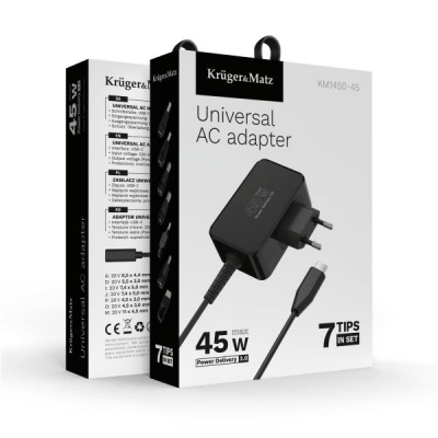 Univerzálny napájací adaptér 45W s PD, 7 koncoviek Univerzálny napájací adaptér 45W s PD, 7 koncoviek