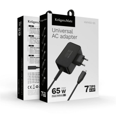 Univerzálny napájací adaptér 65W s PD, 7 koncoviek Univerzálny napájací adaptér 65W s PD, 7 koncoviek