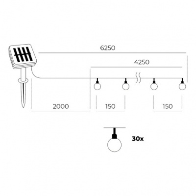 Dekoratívne solárne osvetlenie SOLAR 30 LED AURA 3000K LED2B Dekoratívne solárne osvetlenie SOLAR 30 LED AURA 3000K LED2B