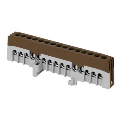 Zbernica na DIN lištu 15PIN izolovaná hnedá