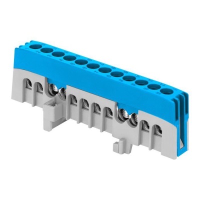 Zbernica na DIN lištu 12PIN izolovaná modrá