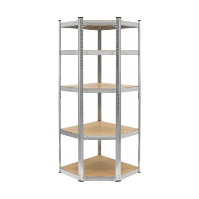 Kovový rohový úložný regál 180x40x70 strieborný Rebel