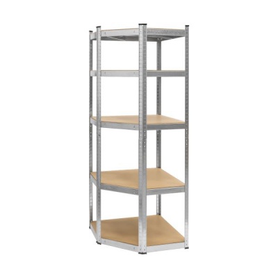 Kovový rohový úložný regál 180x40x70 strieborný Rebel