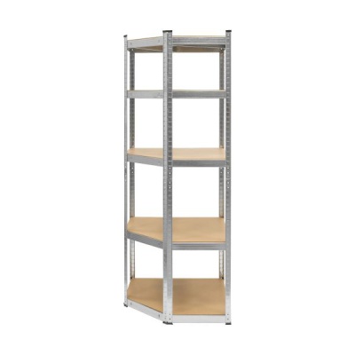 Kovový rohový úložný regál 180x40x70 strieborný Rebel