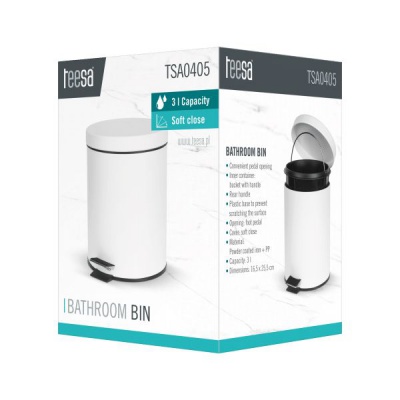 Odpadkový kôš do kúpeľne 3l biely TEESA