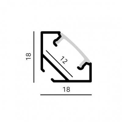 Hliníkový rohový LED profil N01 čierny + mliečny kryt 2m
