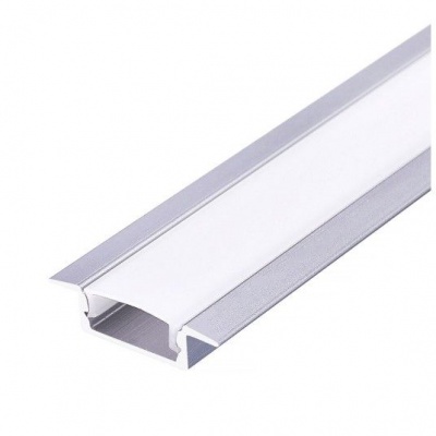 Hliníkový LED zápustný profil P02 strieborný + mliečny kryt 2m