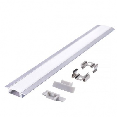 Hliníkový LED zápustný profil P02 strieborný + mliečny kryt 2m