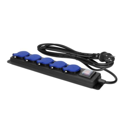 Odolný gumený predlžovací kábel 5xzásuvka, 3m, IP44 s vypínačom