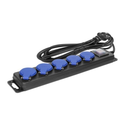 Odolný gumený predlžovací kábel 5xzásuvka, 3m, IP44 s vypínačom