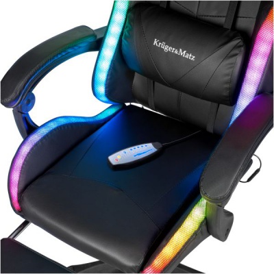 Herné masážne kreslo Warrior GX-150 Kruger&Matz čierne LED
