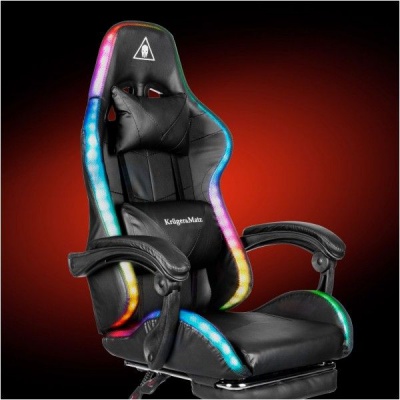 Herné masážne kreslo Warrior GX-150 Kruger&Matz čierne LED