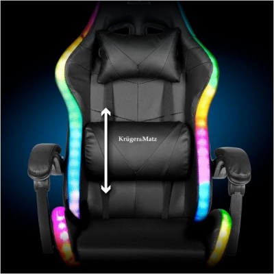 Herné masážne kreslo Warrior GX-150 Kruger&Matz čierne LED