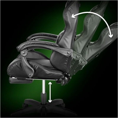 Herné masážne kreslo Warrior GX-150 Kruger&Matz čierne LED