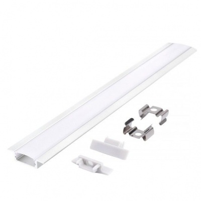 Hliníkový LED zápustný profil P02 biely + mliečny kryt 2m