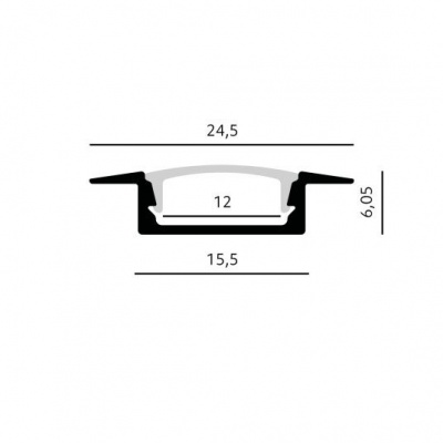 Hliníkový LED zápustný profil P02 biely + mliečny kryt 2m