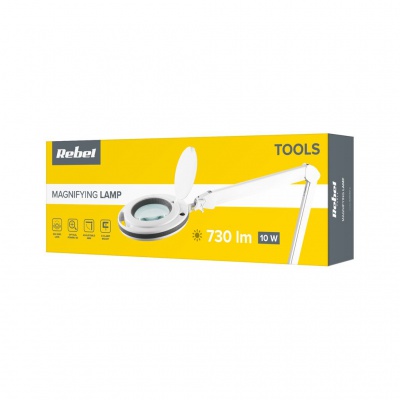 Dielenská lampa s lupou Rebel 5D 10W, 6500 K