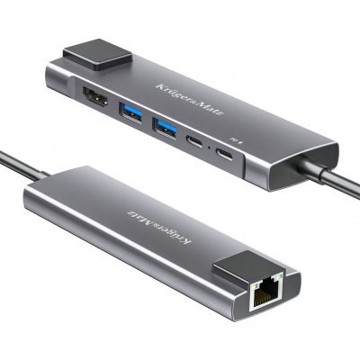 Adaptér (HUB) USB typu C na HDMI/2x USB3.0/2x USB typu C/RJ45