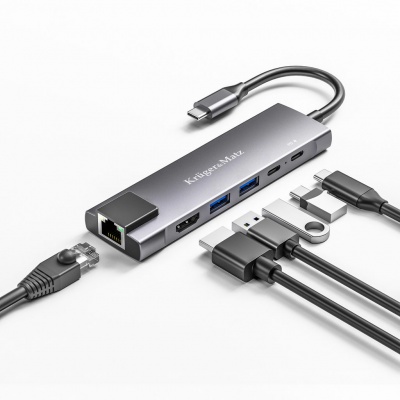 Adaptér (HUB) USB typu C na HDMI/2x USB3.0/2x USB typu C/RJ45