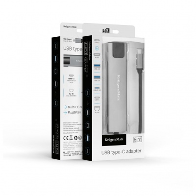 Adaptér (HUB) USB typu C na HDMI/2x USB3.0/2x USB typu C/RJ45