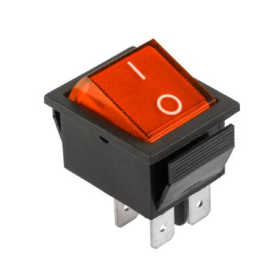 Prepínač kolískový 4pin 230V červený
