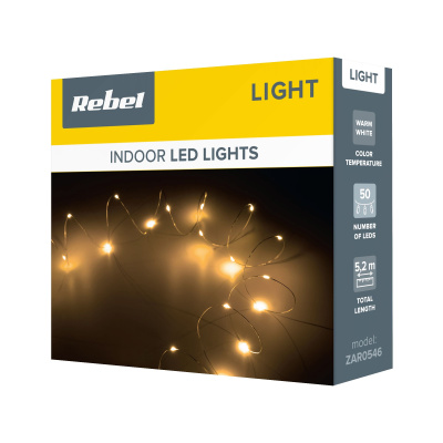 Dekoratívna reťaz 50 mini LED, teplá biela REBEL